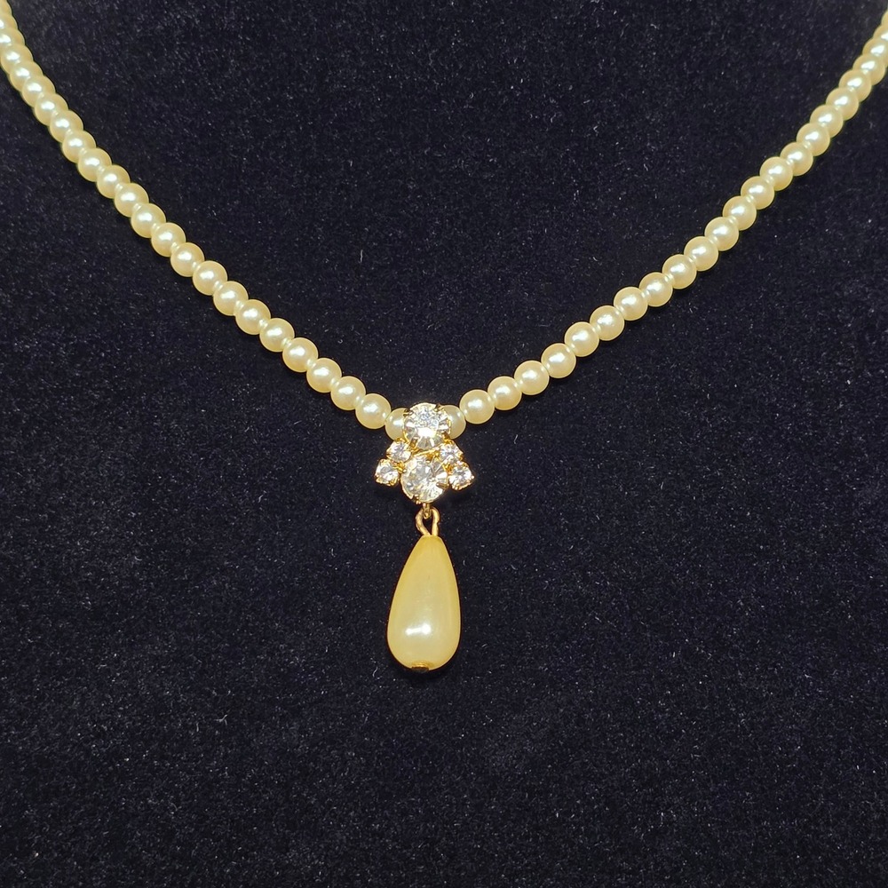 Pearl Necklace‎ Rhinestone Teardrop Pendant Elegant Party Jewelry